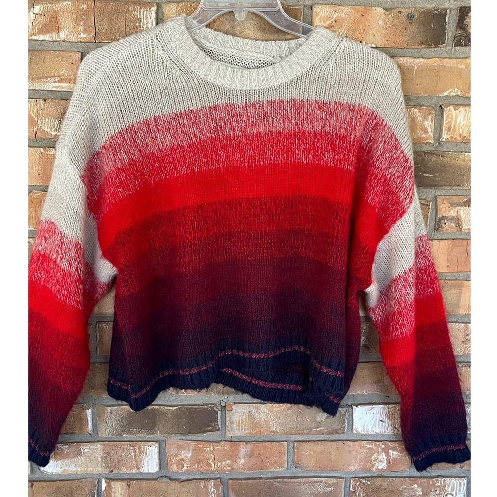 American Eagle Boxy Red Striped Long Sleeve Crew Neck Sweater Size XL